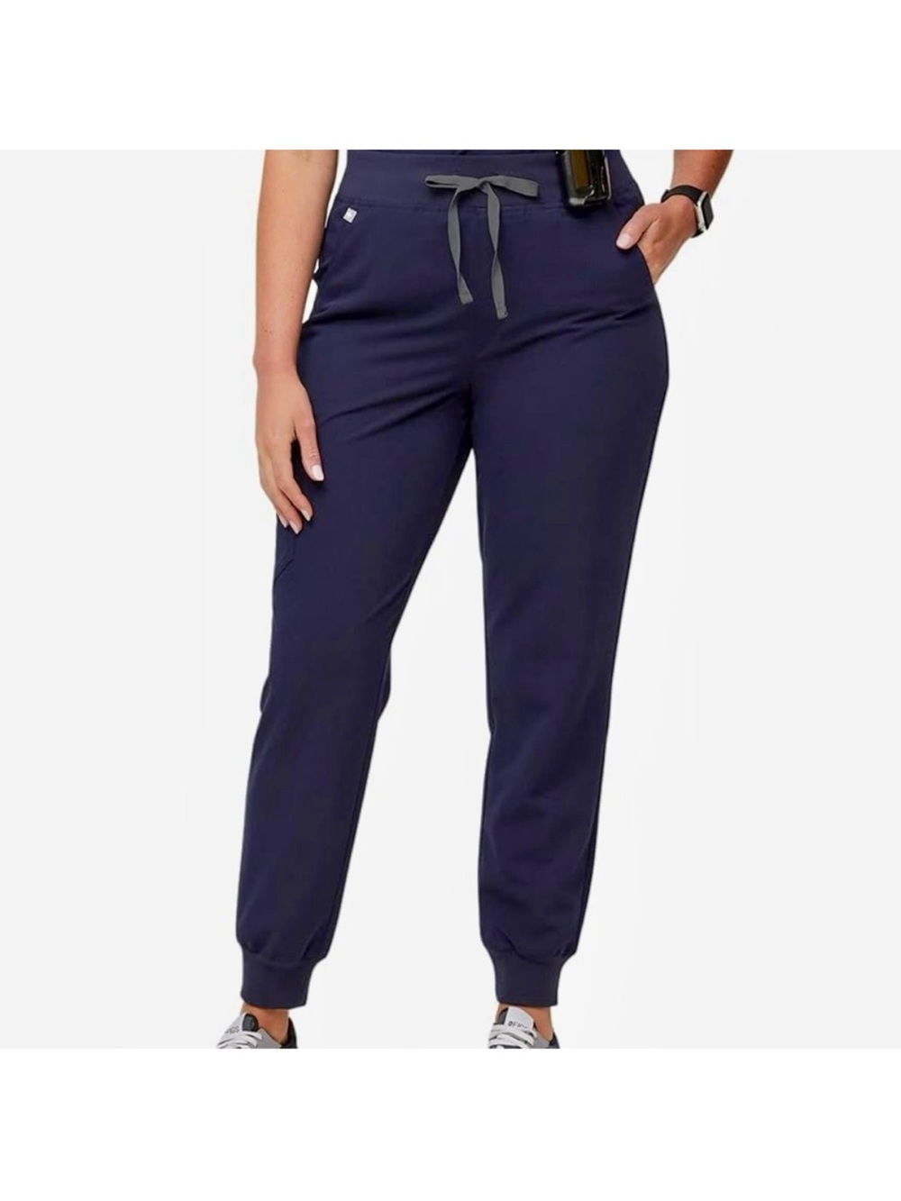 Figs Navy Track Joggers with Gray Drawstring